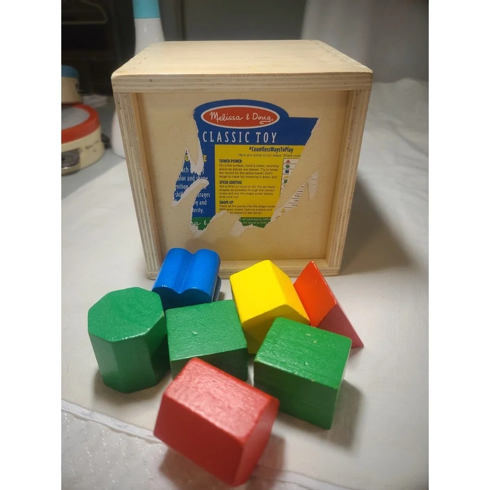 Incomplete  Melissa Doug Personalized Shape Sorting Cube With 7 Shapes Wooden